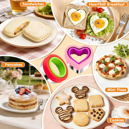 32PCS Sandwich Cutter and Sealer Set Sandwich Cutter for Kids, Vegetable Fruit Cutter Shapes with Food Picks for Kids School Lunch Bento Box Accessories Cookie Cutters