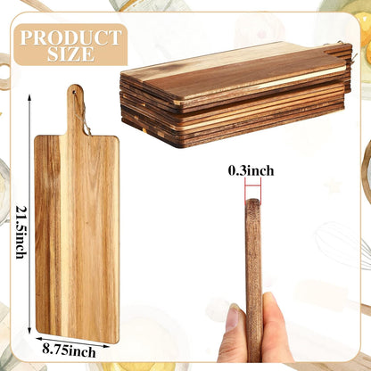 Patelai 6 Pcs 15 x 7 Inch Bamboo Cutting Board Set with Handles Laser Engraving Wooden Charcuterie Kitchen Plain Serving Chopping Board Bulk for DIY Housewarming