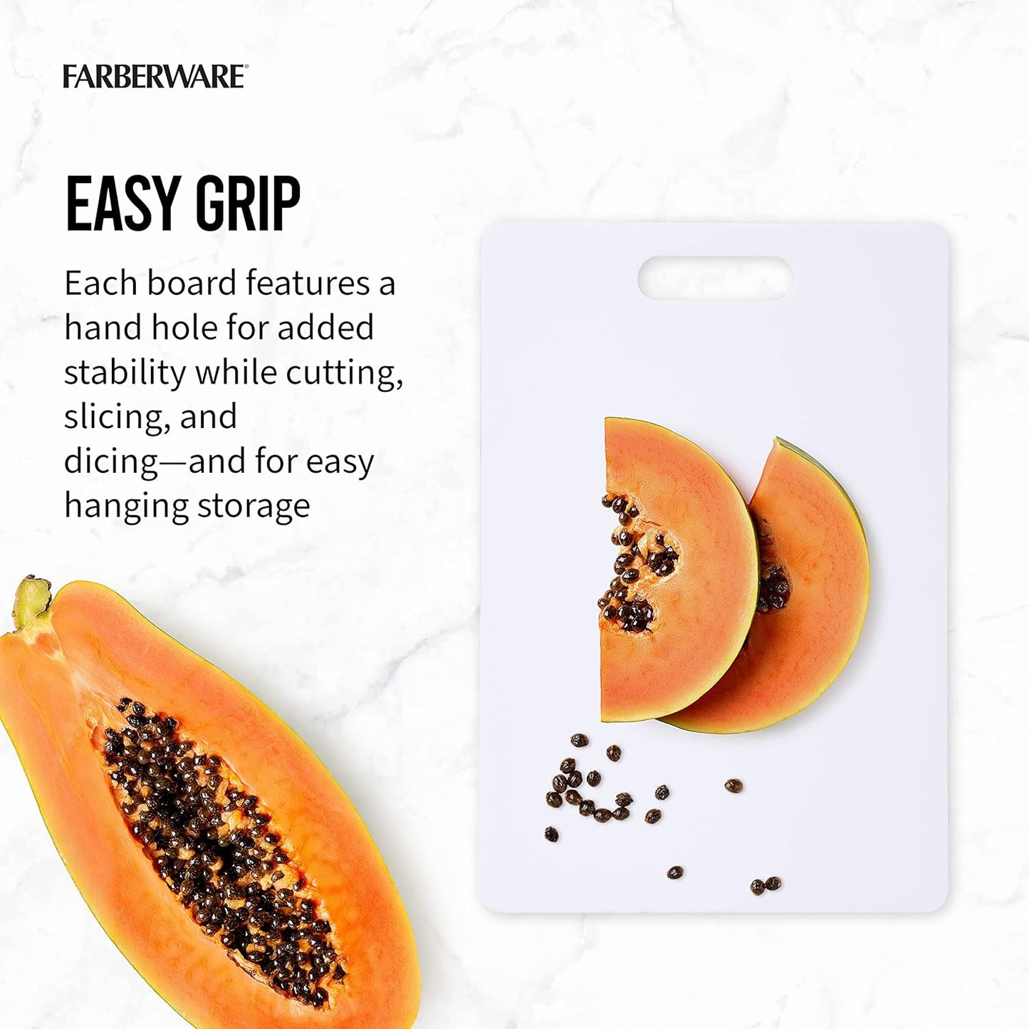 Farberware Cutting Boards for Kitchen, 3-Piece Poly Board Set, Reversible Plastic Cutting Boards, Dishwasher Safe, Odor and Stain Resistant, Gentle on Knives, 8.5x11, 9x13, 11x16 Inch