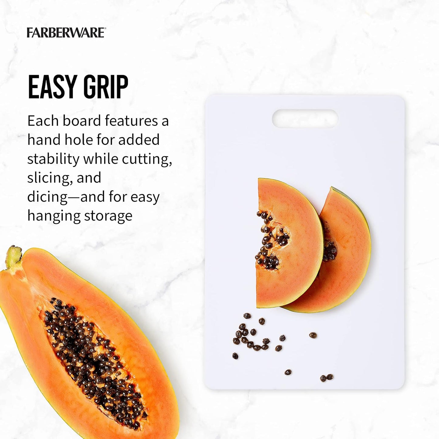 Farberware Cutting Boards for Kitchen, 3-Piece Poly Board Set, Reversible Plastic Cutting Boards, Dishwasher Safe, Odor and Stain Resistant, Gentle on Knives, 8.5x11, 9x13, 11x16 Inch