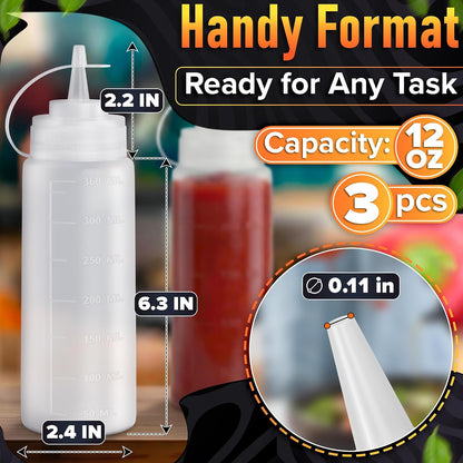 HYQO Small Squeeze Bottles for Sauces, 4 Oz Plastic with Cuttable Tip