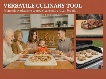 Pizza Stone for Oven & Grill, 15 x 12" x 0.6" Thick