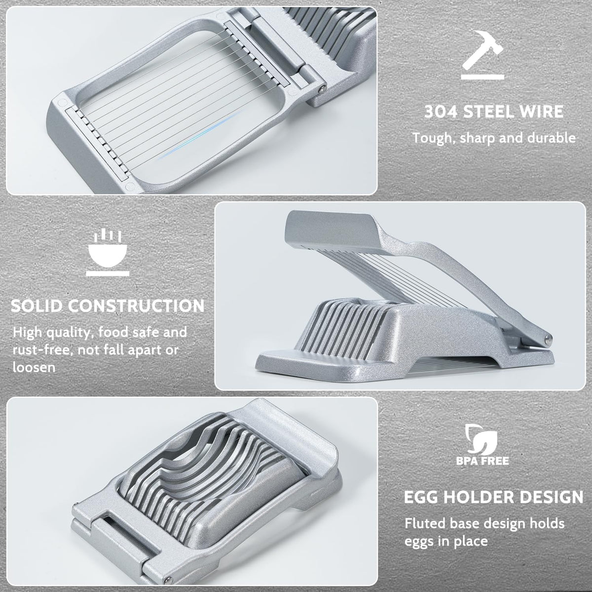 Sopito Heavy Duty Stainless Steel Wire Egg Slicer for Hard Boiled Eggs