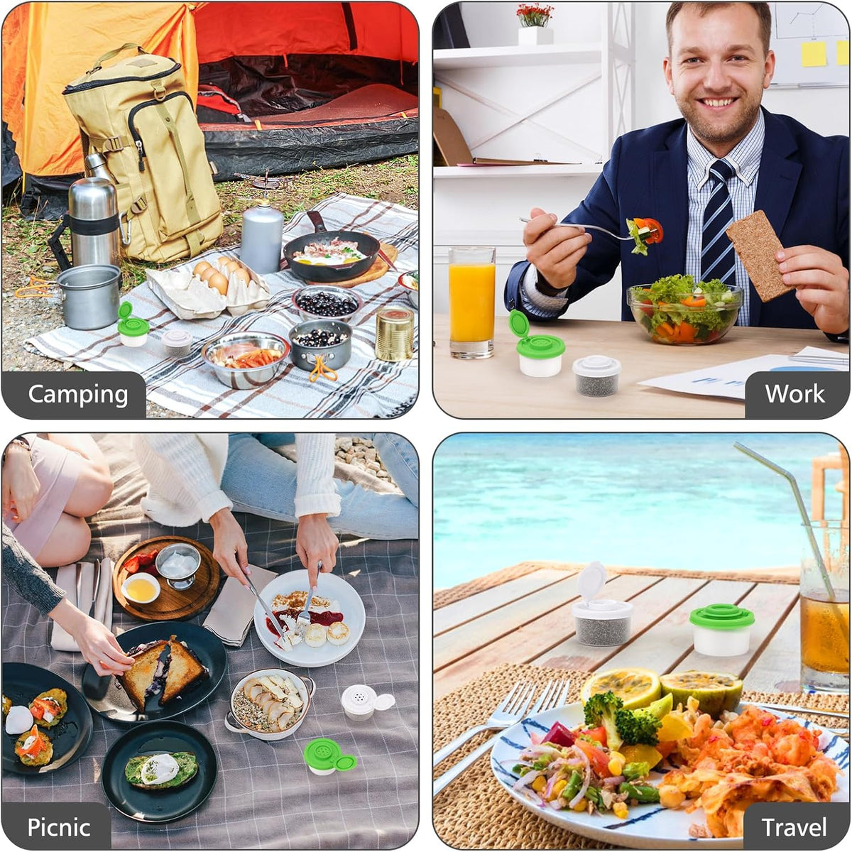 Accmor Salt and Pepper Shakers, Mini Salt Shaker to go Moisture Proof Salt Pepper Shakers Spice Container Dispenser for Camping Picnic Lunch Boxes Travel Kitchen