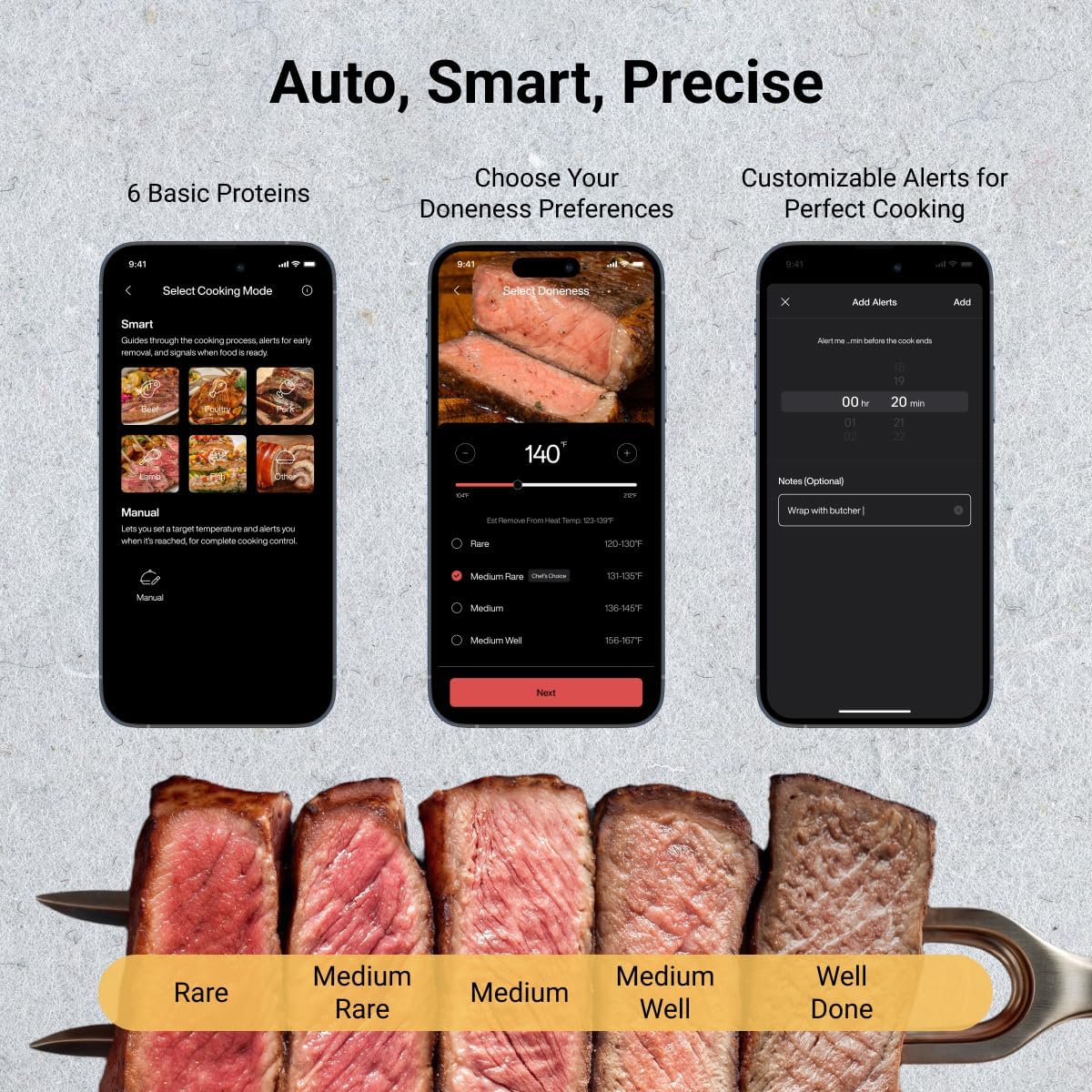 Typhur Sync Gold Gen2 Sub-1G Wireless Meat Thermometer with 6 Sensors & LCD