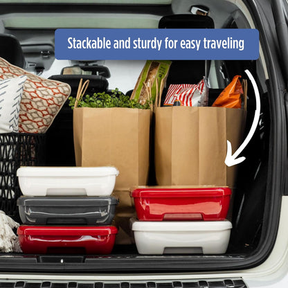 Fancy Panz Red Classic Aluminum Foil Pan Carrier with Secure Latch Lid - Reusable Casserole Carrier for Half Size Pans - Food Transport Holder for Potlucks, Parties, Tailgates & Entertaining