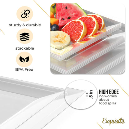 Exquisite Plastic Serving Trays For Party - 40 Pcs 7.5 Inch White Serving Platters, Plastic Trays For Food, White Tray, Food Tray Disposable Platters For Parties, Catering & Buffet