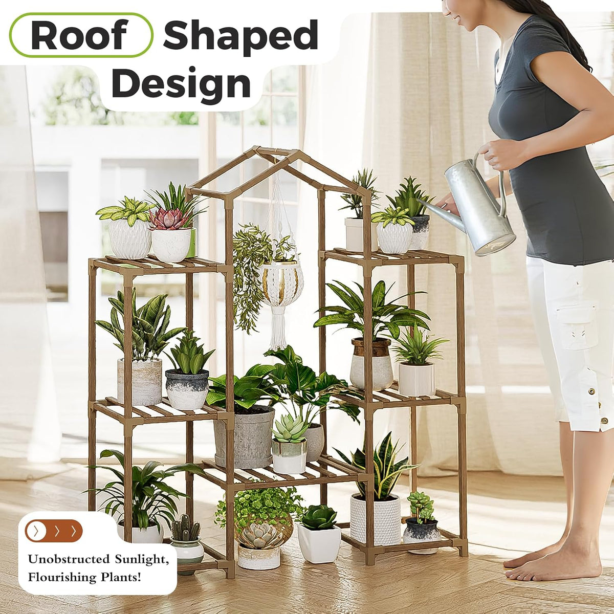 Bamworld Plant Stand Indoor Plant Shelf Outdoor Wood Plant Rack