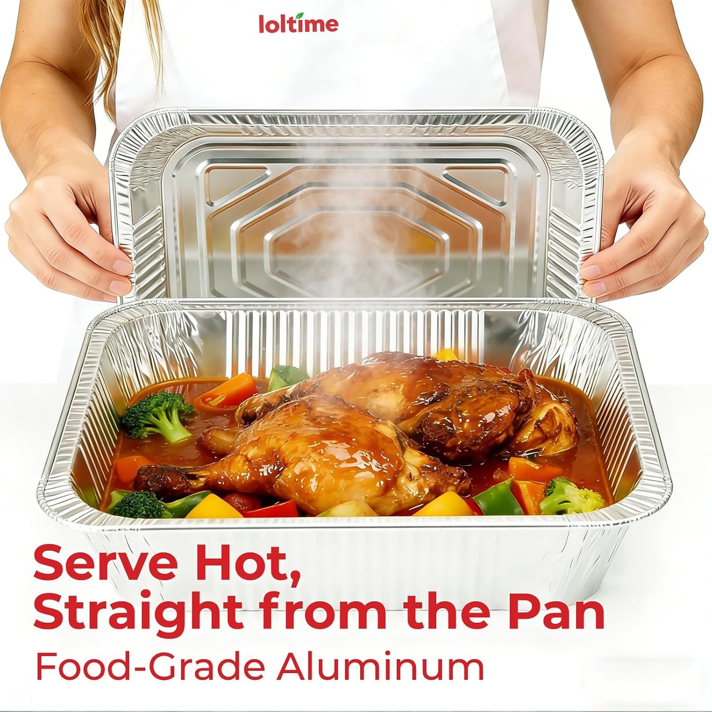Aluminum Pans Disposable Half Size (25Pack with lids) – 9x13 Heavy Duty Foil Pans, Durable & Recyclable Baking Pans, Table Trays, Great for BBQ, PCooking, Roasting, Heating