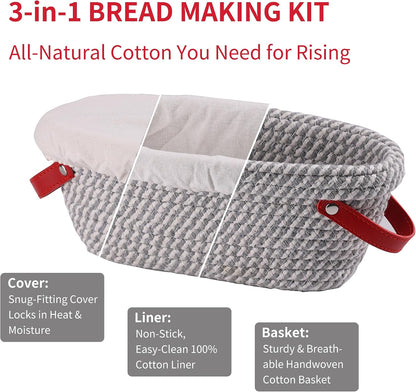 Banneton Bread Proofing Basket, 15" Baguette Sourdough Basket with Liner