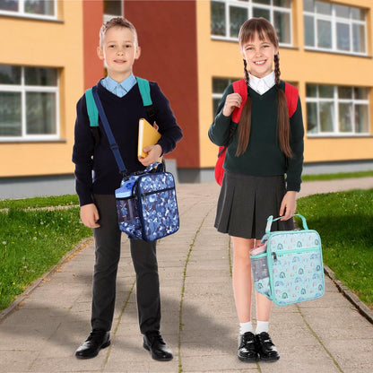 Kids Insulated Lunch Box Bag, Thermal Picnic Cool Bags with Adjustable Strap for Adults Children Women Men Boys Girls School Work (CAM-Blue)