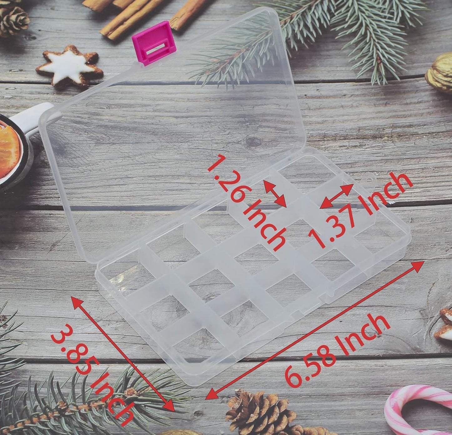 Yansanido 4 Pcs 15 Grids Clear 6.85 Inch X 3.85 Inch Adjustable Small Removable Clear Plastic Jewelry Organizer Divider Storage Box Jewelry Earring Tool Containers