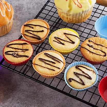 12pcs Reusable Silicone Muffin Cups & Cupcake Molds – Non-Stick Baking Tools for Perfectly Shaped Treats – Heat Resistant & Durable – For Home Bakers