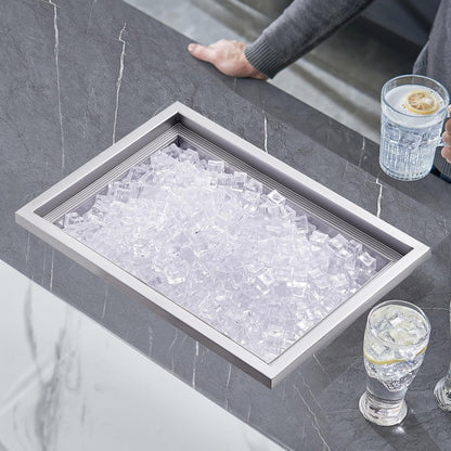 Happybuy Drop in Ice Chest 18L x 12W x 14.5H Inch Stainless Steel Ice Cooler with Sliding Cover Drop in Ice Bin Included Drain-Pipe and Drain Plug for Cold Wine Beer