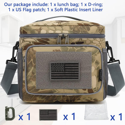 FlowFly Lunch Bag, Insulated Cooler, Thermal Lunch Box Tote with MOLLE/PALS Webbing, Adjustable Padded Shoulder Strap, for Tactical Men Women Adults and Boys Girls Kids (Cyan, Medium)