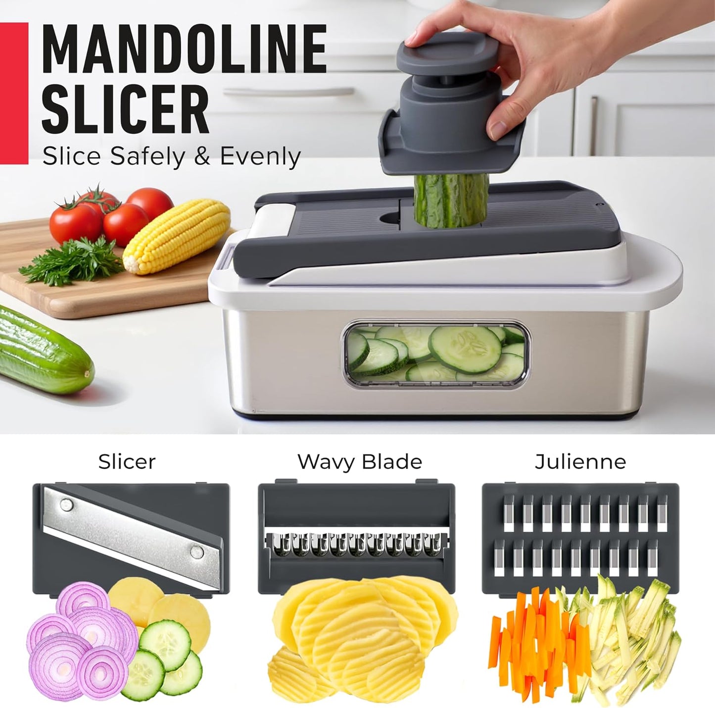MUELLER HOME Pro-Series 10-in-1 Stainless Steel Multi Vegetable Chopper