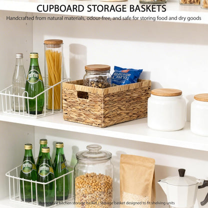 Storage Container, Natural Water Hyacinth Storage Bins Rectangular Basket,Arts and Crafts.