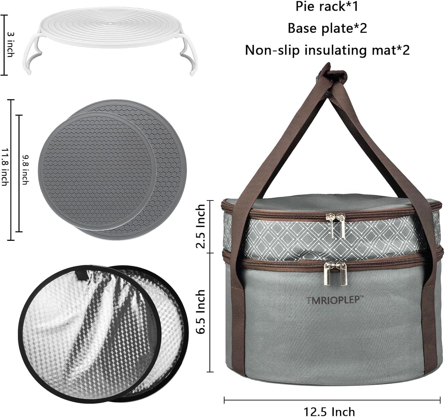 Pie Carrier With A Lid And Handle, With A Hard Edge That Won'T Collapse, Round Insulated Casserole Carrier,It Is Suitable For The Safe Transportation Of Cold And Hot Food (Red)