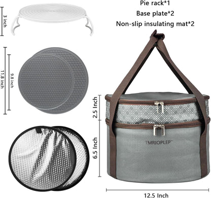 Pie Carrier With A Lid And Handle, With A Hard Edge That Won'T Collapse, Round Insulated Casserole Carrier,It Is Suitable For The Safe Transportation Of Cold And Hot Food (Red)