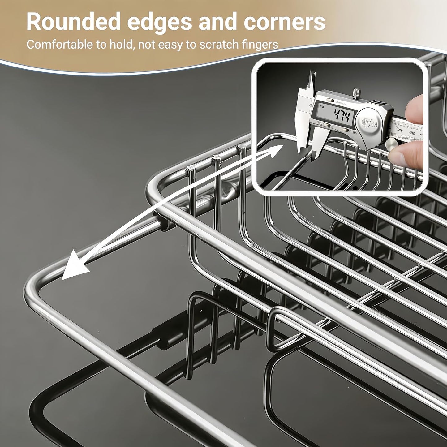 Expandable Over The Sink Dish Drainer Drying Rack, Stainless Steel Metal, Small Adjustable Dish Drainer Drying Rack for Kitchen Counter, Space Saving for Compact Kitchen
