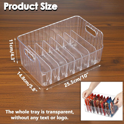 BSTKEY Seasoning Packet Organizer, Food Storage Organizer with Divided 8 Removable Compartments, Plastic Storage Caddy for Kitchen Pantry Cabinet, Kitchen Organization Bin for Snacks Spice Packets