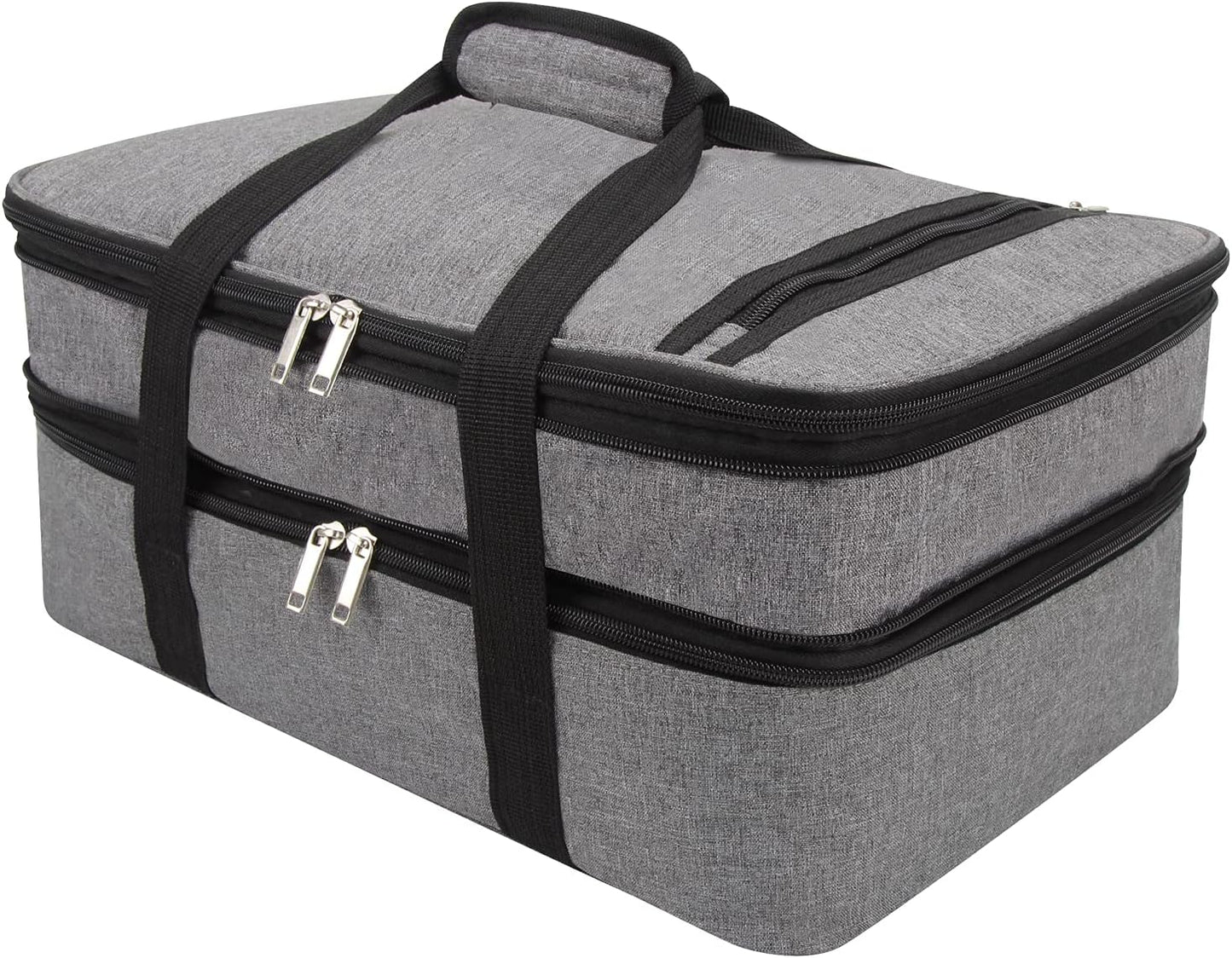 Lestyn Insulated Casserole Carrier Bag - Portable Reusable Food Transport Tote Bag Fits 9x13 Lasagna Baking Dish Pan to Keep Food Hot/Cold for Gathering/Potluck Parties/Cookout/Camping/Offices-Gray