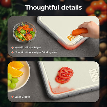 Sumzzz Stainless Steel Cutting Board for Kitchen, 2-in-1 Double-Sided Chopping Board, Food Grade Stainless Steel/PP (Silver, Set of 2(S+M))
