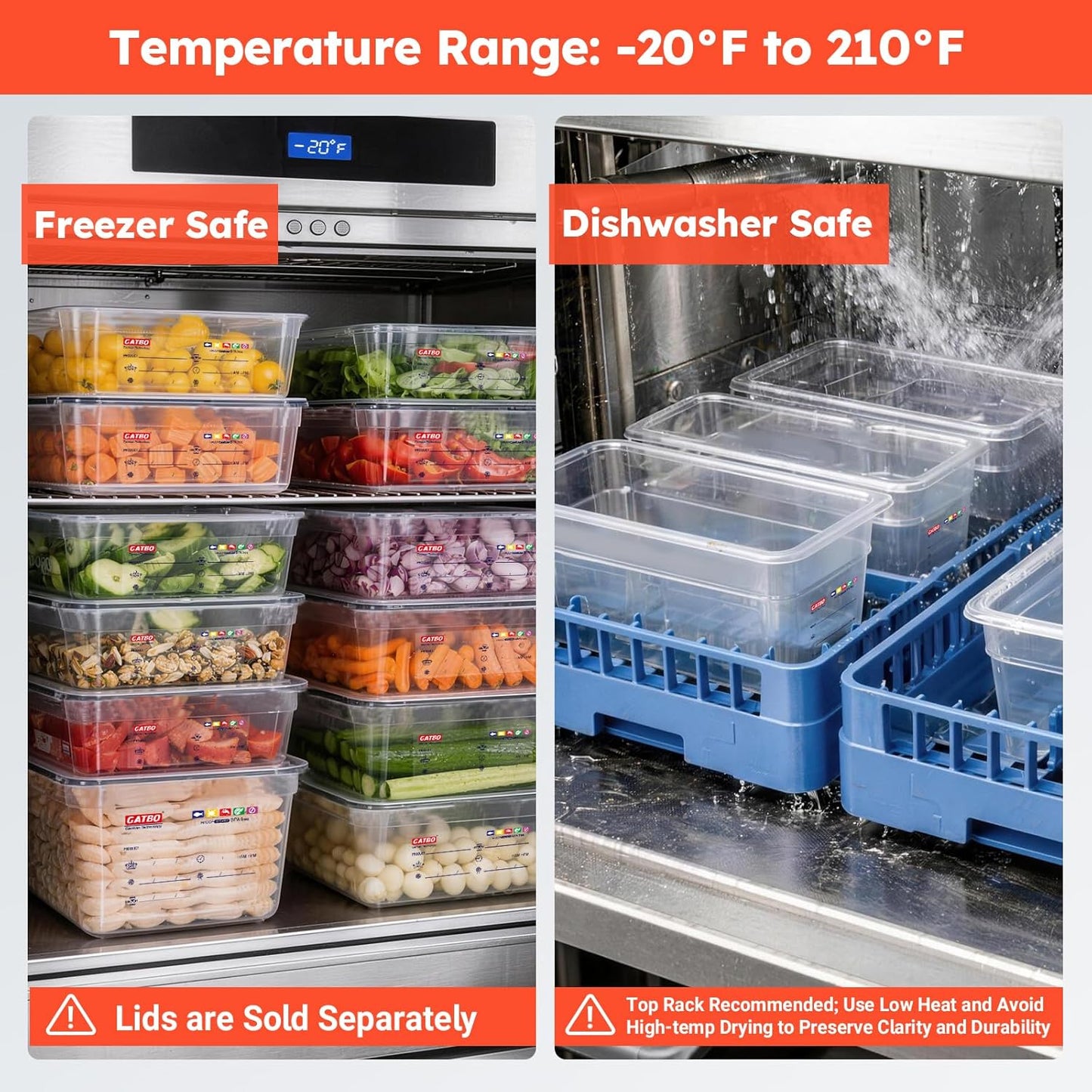 6-Pack Clear Polycarbonate Handled Lids for 1/6 Size NSF Food Pans