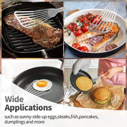 2Pack Fish Spatula Stainless Steel,Premium Fish Turner Spatula,Flexible Barbecue Turner,Metal Slotted Spatula For Flipping Fish Egg Patties Fries Pancake Steak by EGYPAMID