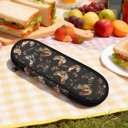 Travel Cutlery Set with Case for Kids Portable Utensil Case Reusable Silverware Pouch for School Travel Lunch Capybara Flower
