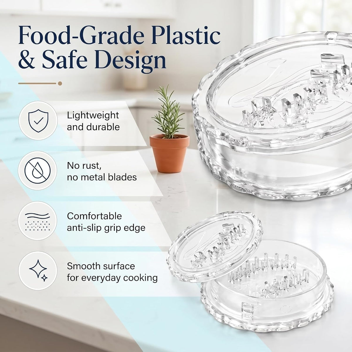 2pcManual Garlic Twister,Manual Garlic Crusher and Mincer, Transparent Twisting Garlic Chopper Tool, Multi-Functional Handheld Grinder for Ginger, Nuts, Herbs and Spices, Easy to Clean Kitchen Gadget