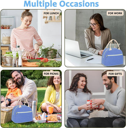 GYEUKHAM Lunch Bag Women, Lunch Box for Adult Men Kids Girls, Small Cute Lunchbox Tote Large Capacity Insulated Lunch Container Cooler for Work School Picnic Travel, Black White Stripes