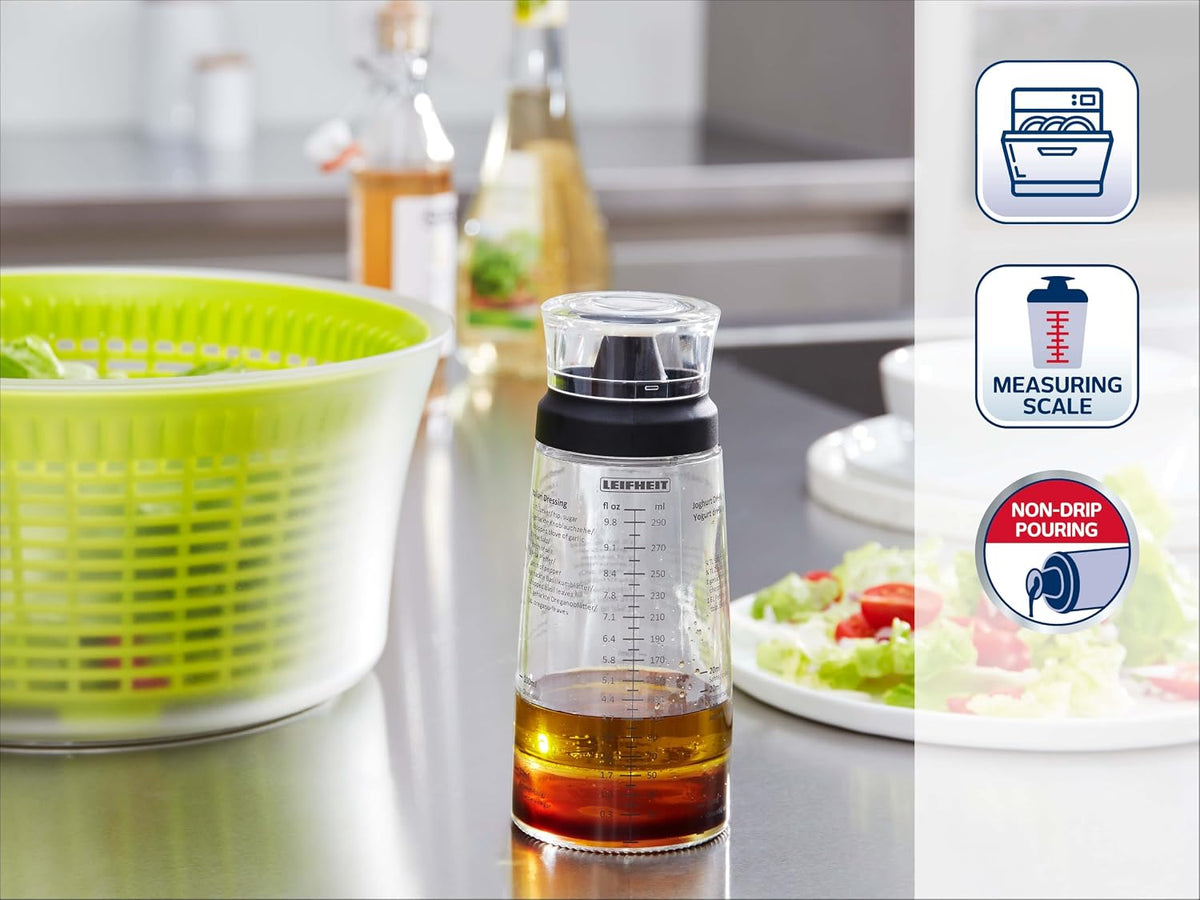 Glass Salad Dressing Bottle 10oz/300ml fill volume, Black