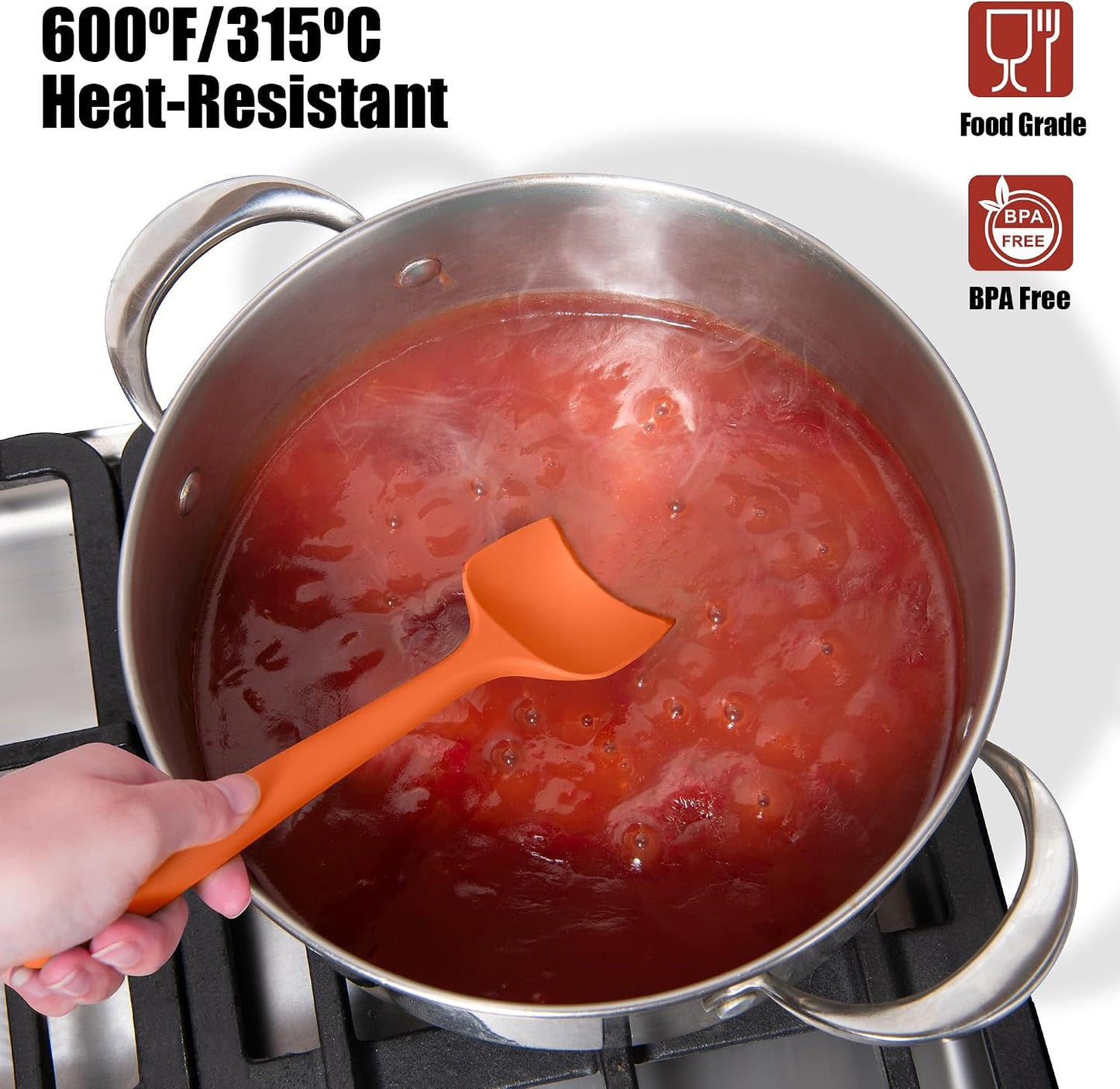 Heat Resistant Silicone Spoon Spatulas, Doosu 600°F High Temp Flexible Cooking Spoons Kitchen Spoonula Scratch-Proof for Mixing Stirring Scraping Serving Non-Stick Cookware (Set of 3, Multi-4)