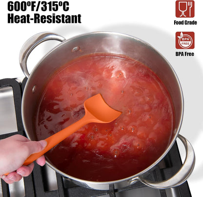 Heat Resistant Silicone Spoon Spatulas, Doosu 600°F High Temp Flexible Cooking Spoons Kitchen Spoonula Scratch-Proof for Mixing Stirring Scraping Serving Non-Stick Cookware (Set of 3, Multi-4)