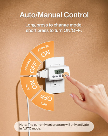 BN-LINK Indoor 7-Day Programmable Digital Timer Outlet, 2 Outlets