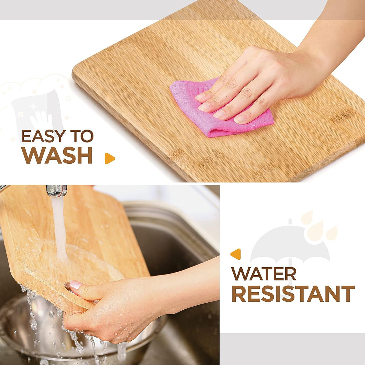 Bamboo Cutting Board Set of 3, Reversible Wood Cutting Boards for Kitchen