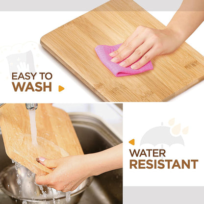 Bamboo Cutting Board Set of 3, Reversible Wood Cutting Boards for Kitchen