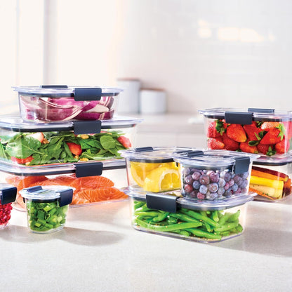 Rubbermaid Brilliance Meal Prep Containers, 2-Compartment Food Storage Containers, 2.85 Cup, 5-Pack, BPA-Free, Clear/Grey
