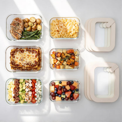 Urban Green Glass Food Storage Containers with Glass Lids, Microwave Safe Food Container Set, Airtight Food Container Set, LeakProof, 100% Plastic Free, White Color, 4pack