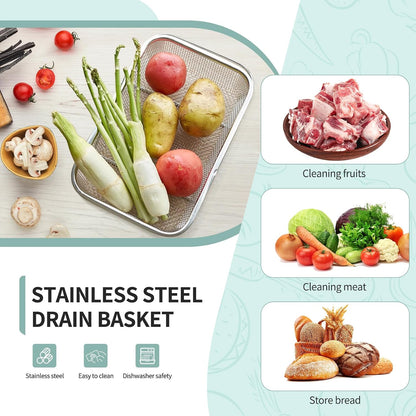3PCS Stainless Steel Over Sink Colander, Expandable Over the Sink Strainer, Sink Colander for Kitchen Sink, Multipurpose Drain Basket, Sink Accessories,.Kitchen Utensils (3 Sizes)