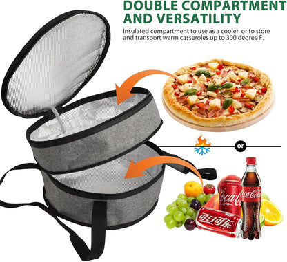 12" 2 Pack Pie Carrier with Lid and Insulated Food Carrying Case Bag, Reusable Food Storage Containers for Pies, Cheesecake, Pizza, Nuts Fruit