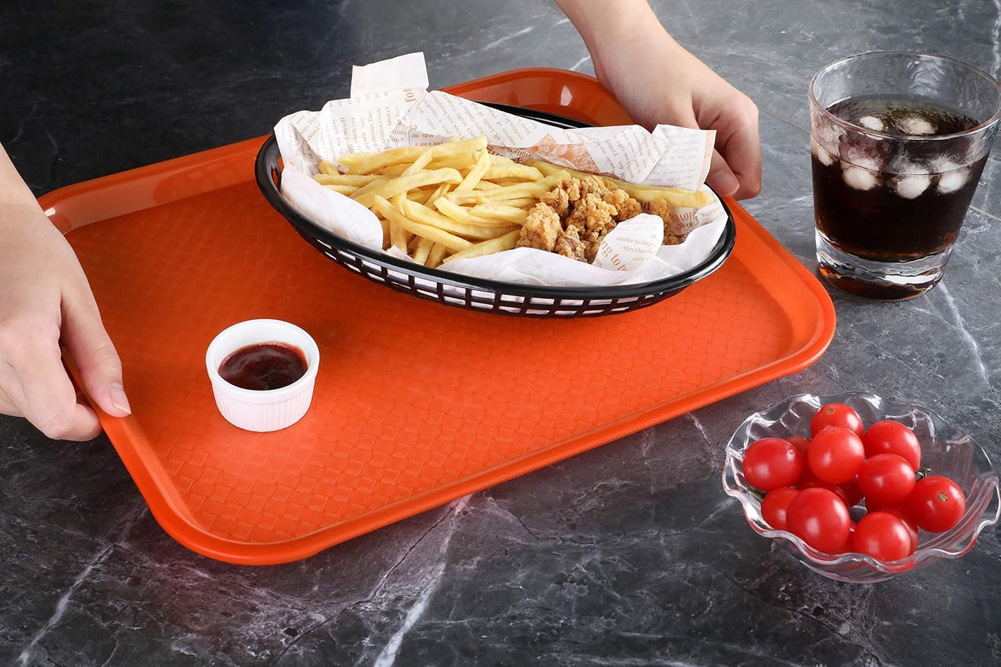 New Star Foodservice Fast Food Tray, Set of 12 (Black, 12 by 16-Inch)
