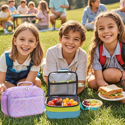 RHCPFOVR Kids Lunch Bag - Insulated Lunch Box for Boys Girls,Washable Lunch Bag and Reusable Toddler Leak-proof Lunchbox for School and Daycare - Colors A