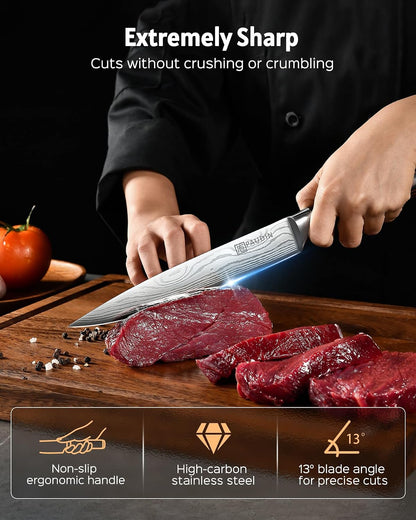 PAUDIN Cheese Knife, 5” Serrated Knife for Block Cheese,Sharp Tomato Knives