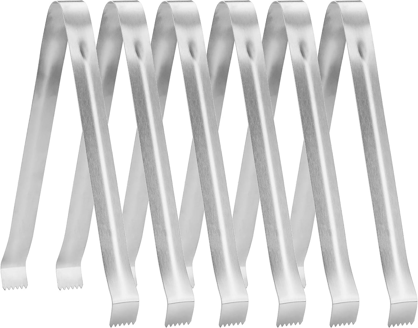 New Star Foodservice Restaurant-Grade Pom Tong, Stainless Steel, 6.5 Inch, Set of 6, Silver