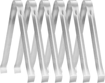 New Star Foodservice Restaurant-Grade Pom Tong, Stainless Steel, 6.5 Inch, Set of 6, Silver