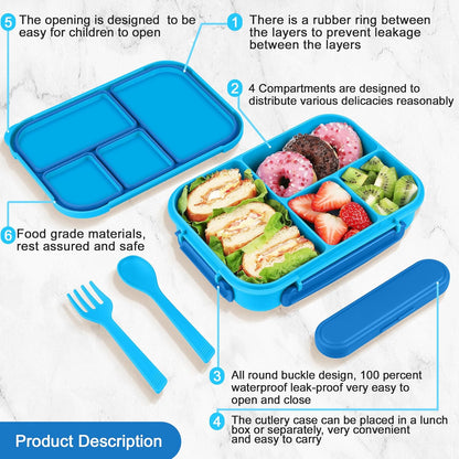 Amathley Lunch Box Kids,Bento Box Adult,Leakproof Lunch Containers for Adults/Kids/Toddler,1200ML-4 Compartments bento Lunch box with Utensil,Microwave & Dishwasher & Freezer Safe (Pink Berry)