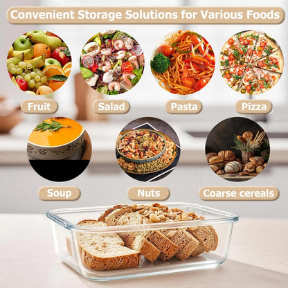3 Pack 36oz Glass Meal Prep Containers with Lids Airtight BPA Free, Leak Proof, Stackable Glass Food Storage Containers, Microwave, Oven, Freezer and Dishwasher Safe