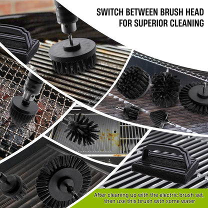 6 Piece BBQ Grill Cleaning Brush Ultra Stiff Drill Powered Cleaning Brushes Nylon Safe Bristle BBQ Grill Rust Remover Gift for Dad Grill Cleaner for Outdoor Grill (Black)